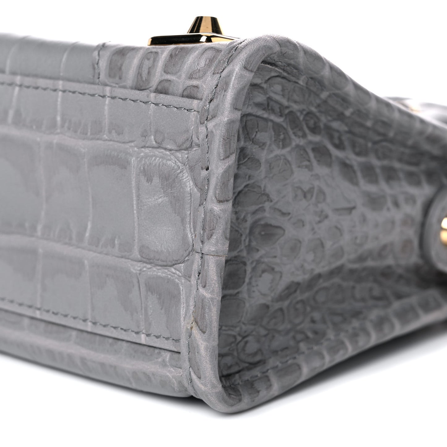Calfskin Crocodile Embossed Gold Metallic Edge Hardware Mini City Haussmannien