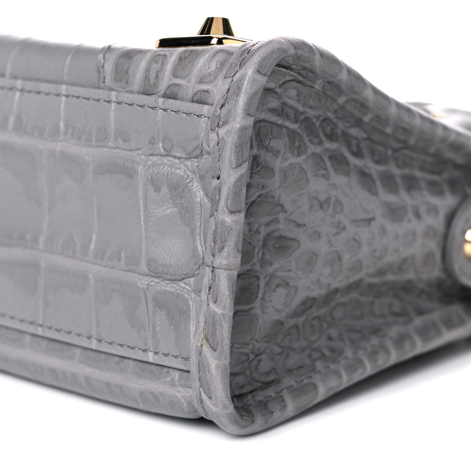 Balenciaga Calfskin Crocodile Embossed Gold Metallic Edge Hardware Mini City Haussmannien 9 of 12