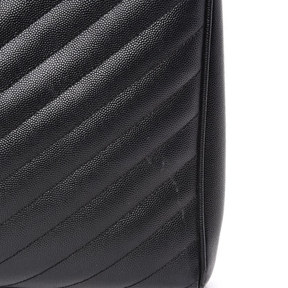 Saint Laurent Grain De Poudre Matelasse Chevron Monogram Shopping Bag Black 18 of 18