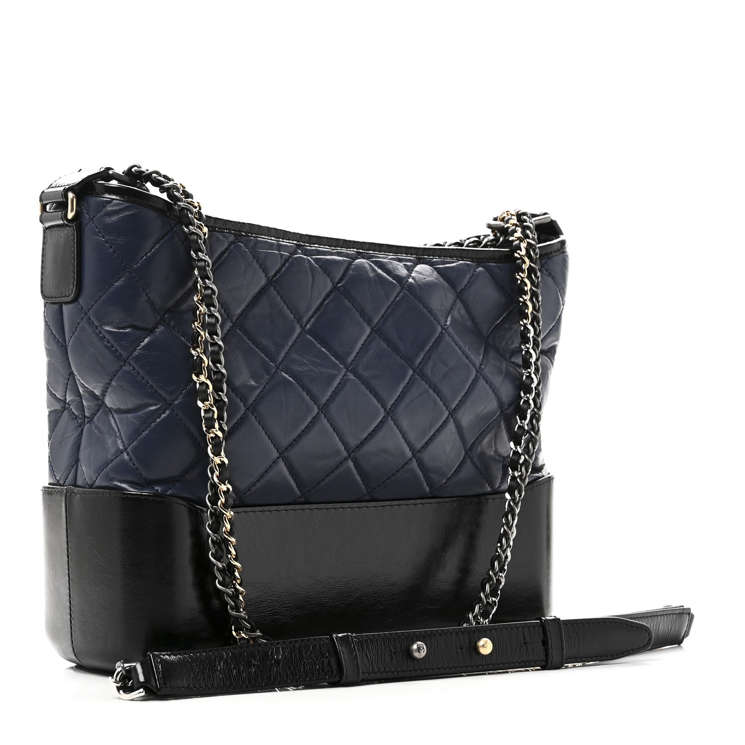Chanel Aged Calfskin Quilted Medium Gabrielle Hobo Navy Black 3 of 10