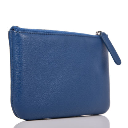 Chanel Goatskin Small CC Clover Cosmetic Case Blue 3 of 7