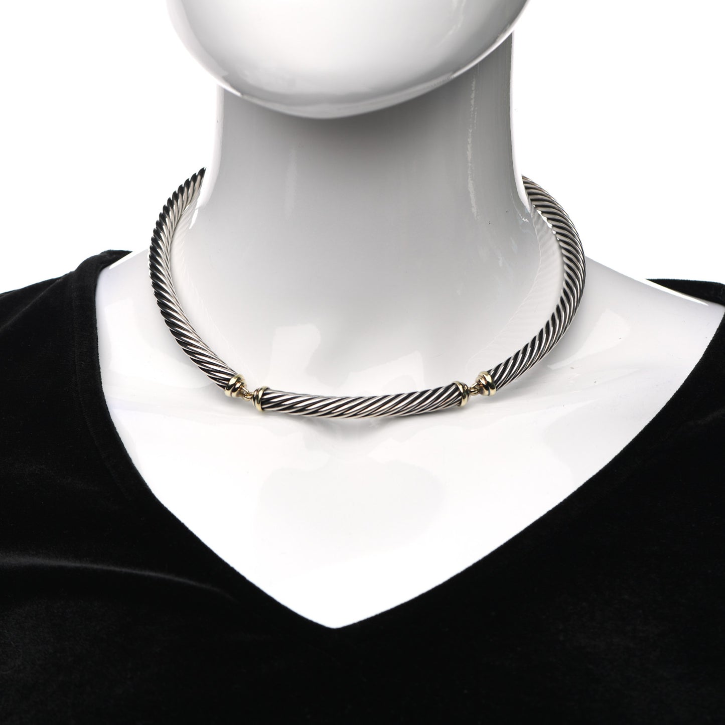 Sterling Silver 14K Yellow Gold Cable Metro Collar Necklace