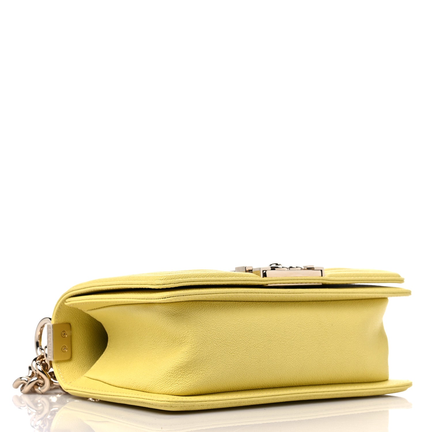 Chanel Caviar Chevron Quilted Small Boy Flap Yellow 4 of 9