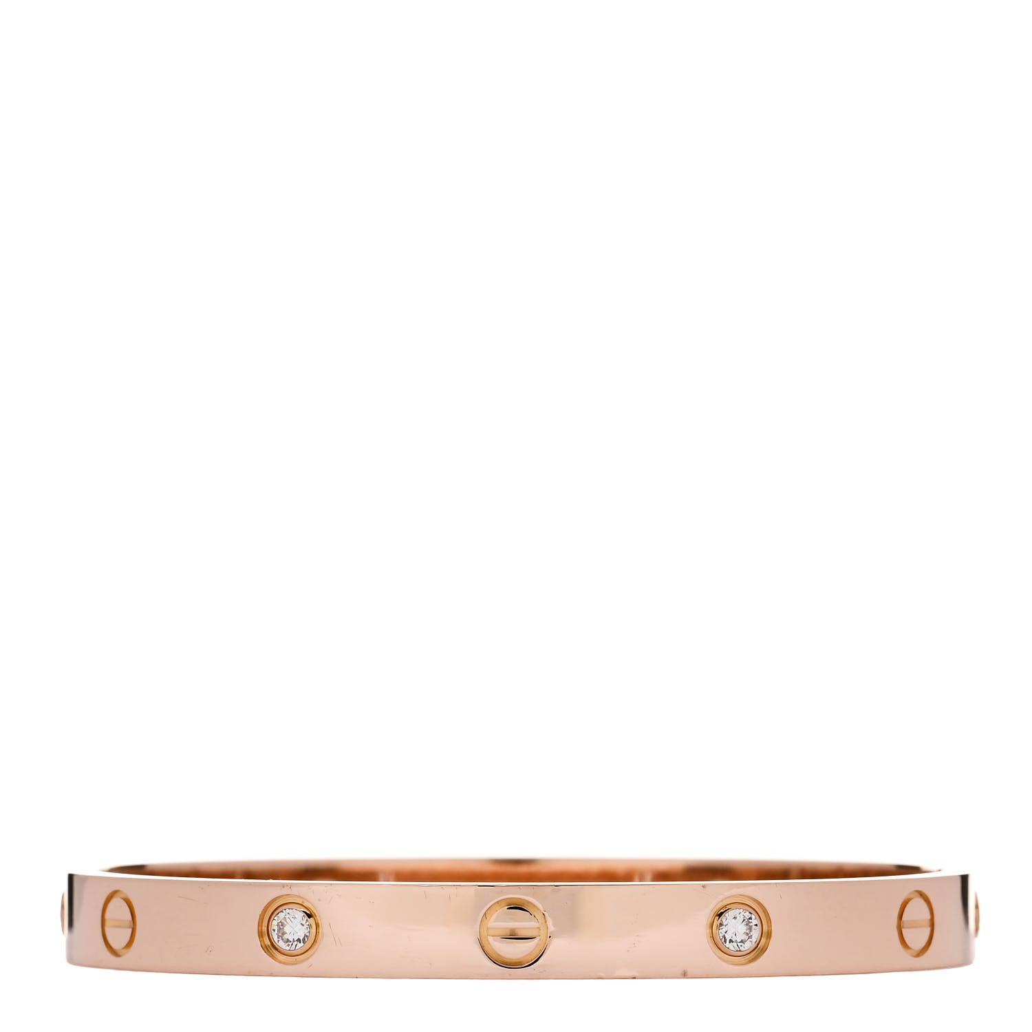 Cartier 18K Pink Gold 4 Diamond LOVE Bracelet 17 1 of 9