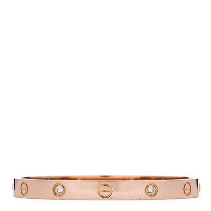 Cartier 18K Pink Gold 4 Diamond LOVE Bracelet 17 1 of 9