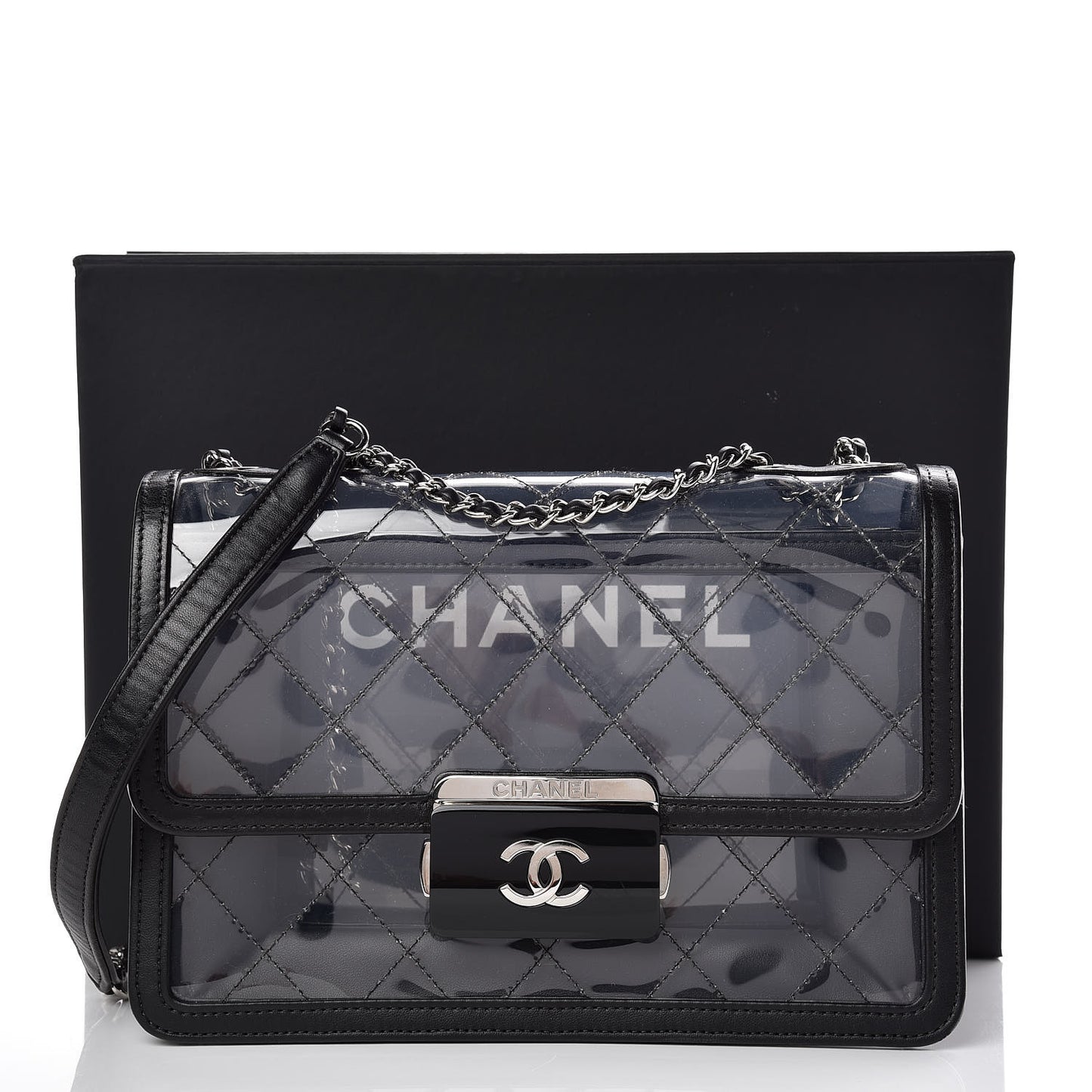 PVC Lambskin Quilted Beauty Lock Flap Black