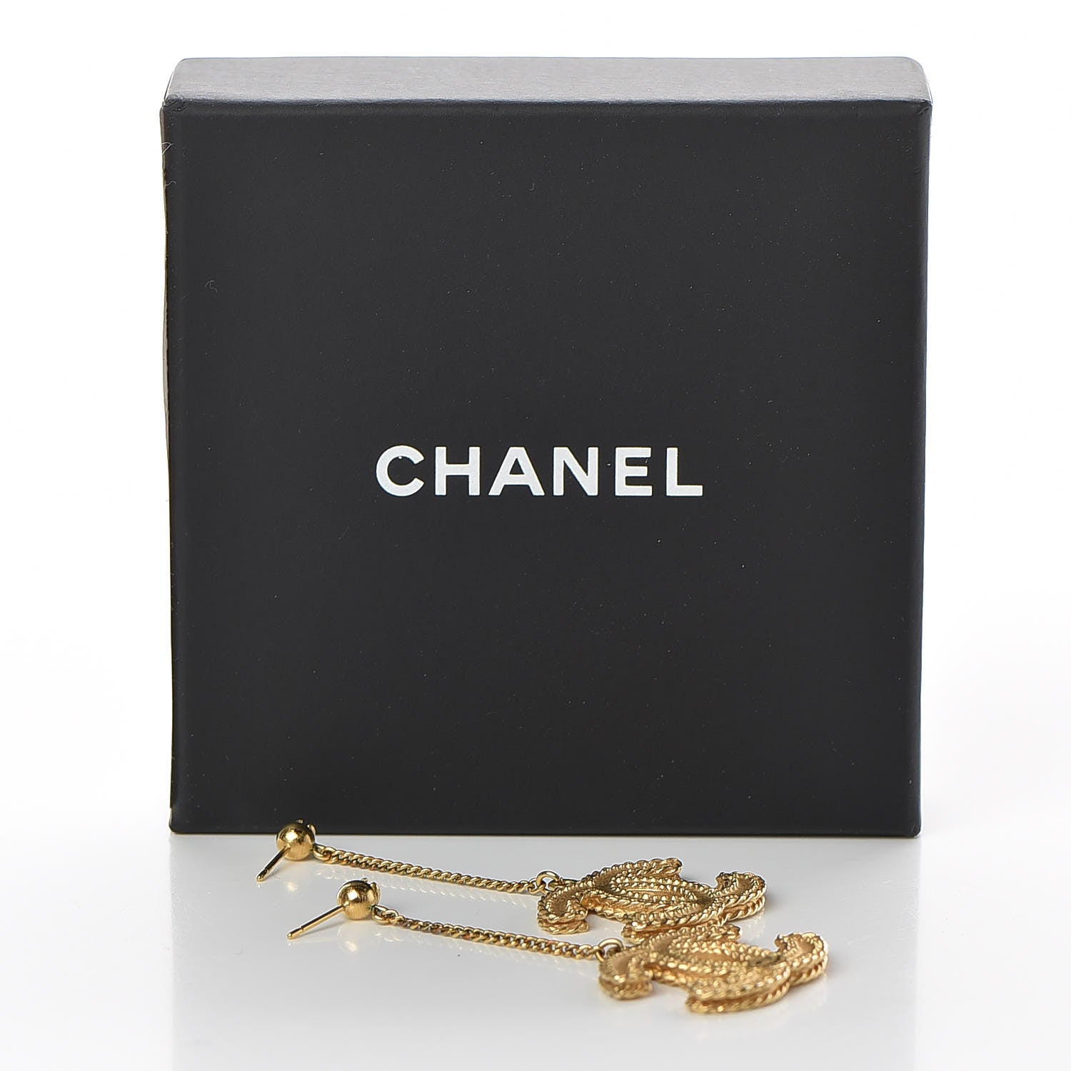 Chanel CC Drop Earrings Matte Gold 6 of 6