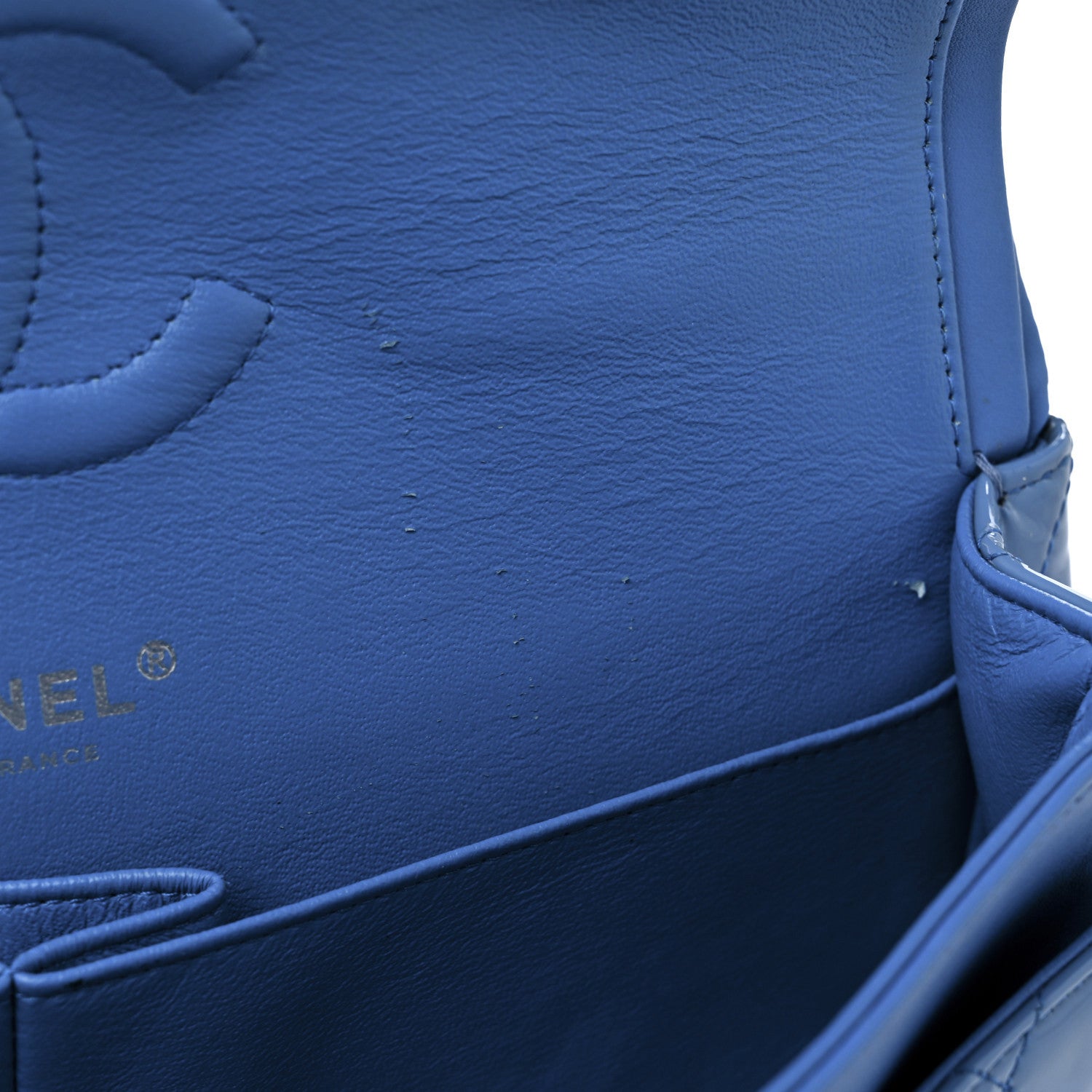 Chanel Patent Quilted Medium Double Flap Blue 12 of 14