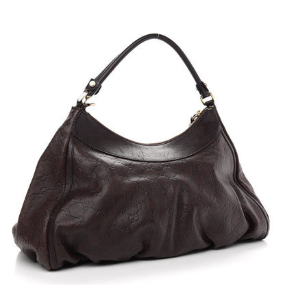 Gucci Guccissima Large D Gold Ring Hobo Chocolate Brown 3 of 15