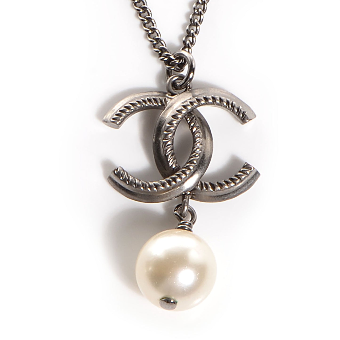 Ruthenium CC Pearl Drop Necklace