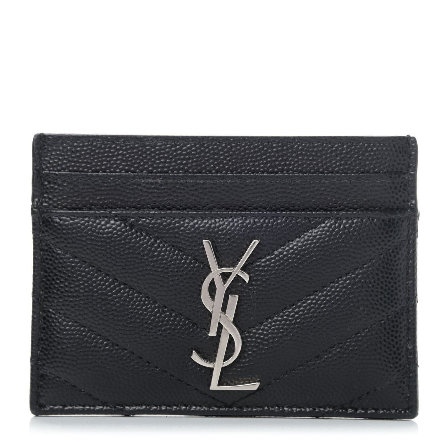 Grain De Poudre Matelasse Chevron Monogram Credit Card Case Black