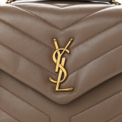 Saint Laurent Calfskin Y Quilted Monogram Small Loulou Chain Satchel Taupe 18 of 25