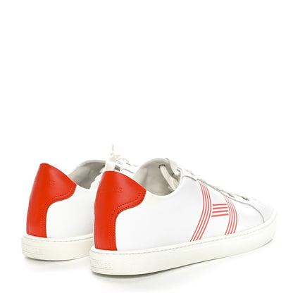 Hermes Calfskin Mens Advantage Sneakers 43 White Orange 4 of 9
