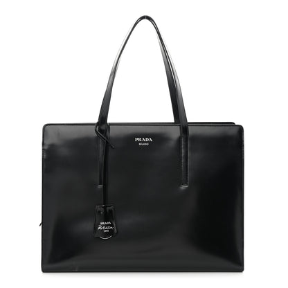 Prada Spazzolato Large Re-Edition 1995 Double Handle Handbag Black 1 of 14