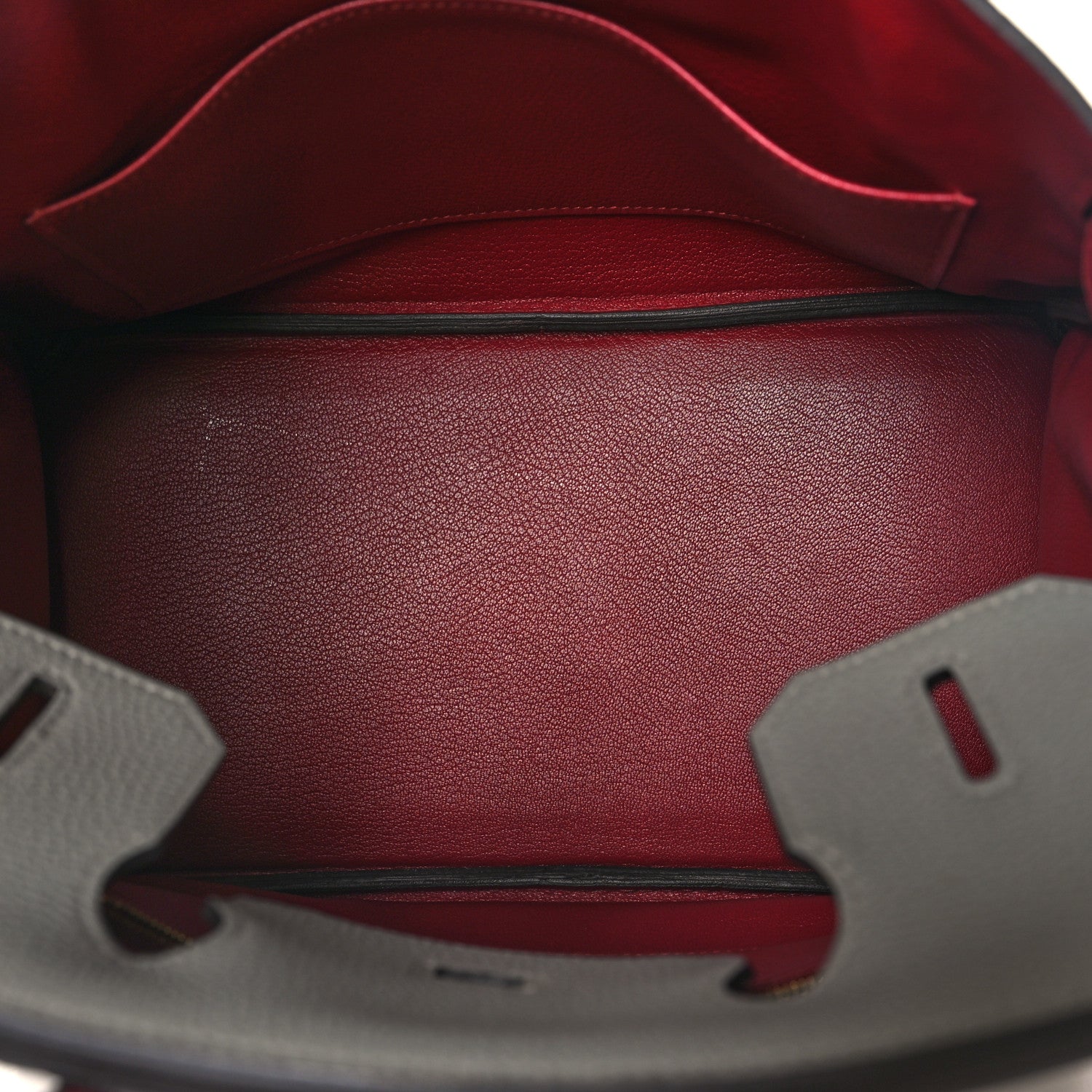 Hermes Togo Birkin 30 Gris Mouette Rouge Grenat 5 of 13