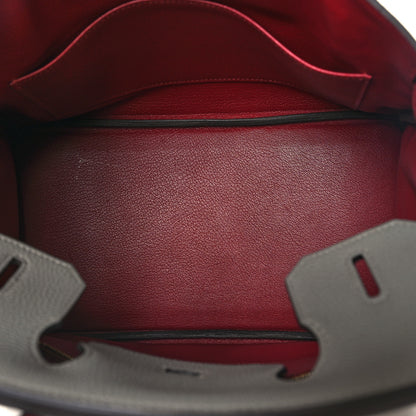 Hermes Togo Birkin 30 Gris Mouette Rouge Grenat 5 of 13