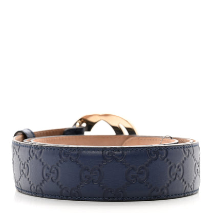 Gucci Guccissima Interlocking G Belt 115 46 Navy 2 of 4
