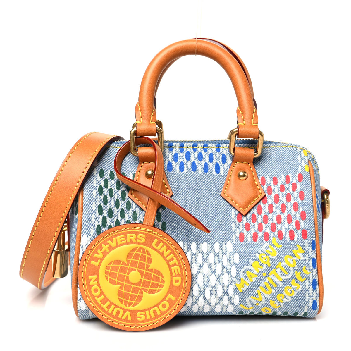LV Vers Damier Denim Speedy Bandouliere 18 Multicolor