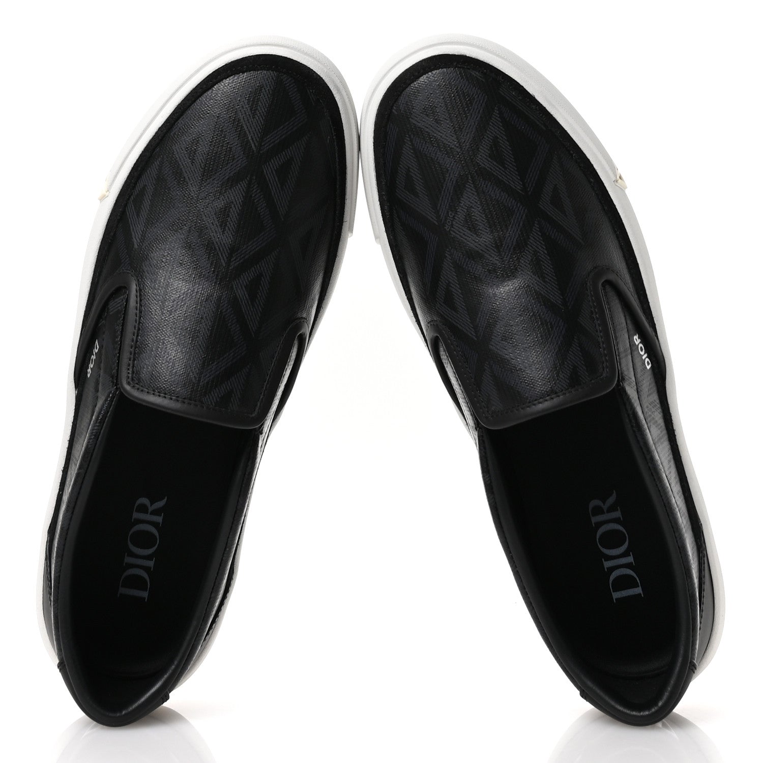 Christian Dior Canvas CD Diamond Mens Slip On Sneakers 45 Black 2 of 10