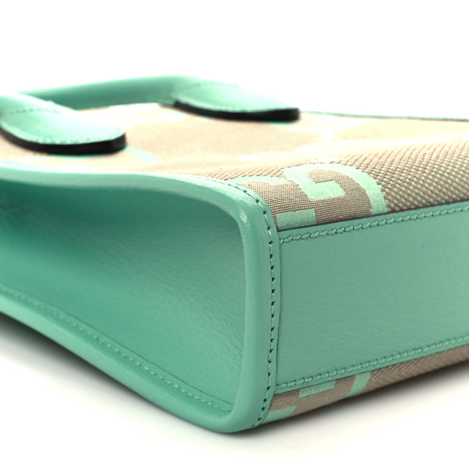 Gucci Monogram Jumbo GG Textured Dollar Calfskin Mini Tote Bag Pepperlight Mint 10 of 11