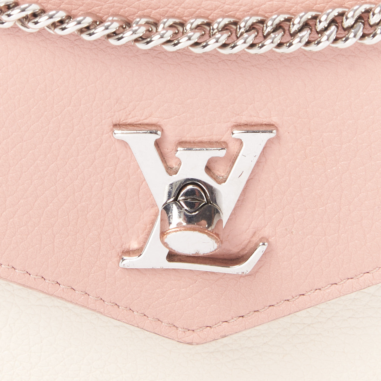 Calfskin My Lockme Chain Pochette Rose Ballet White