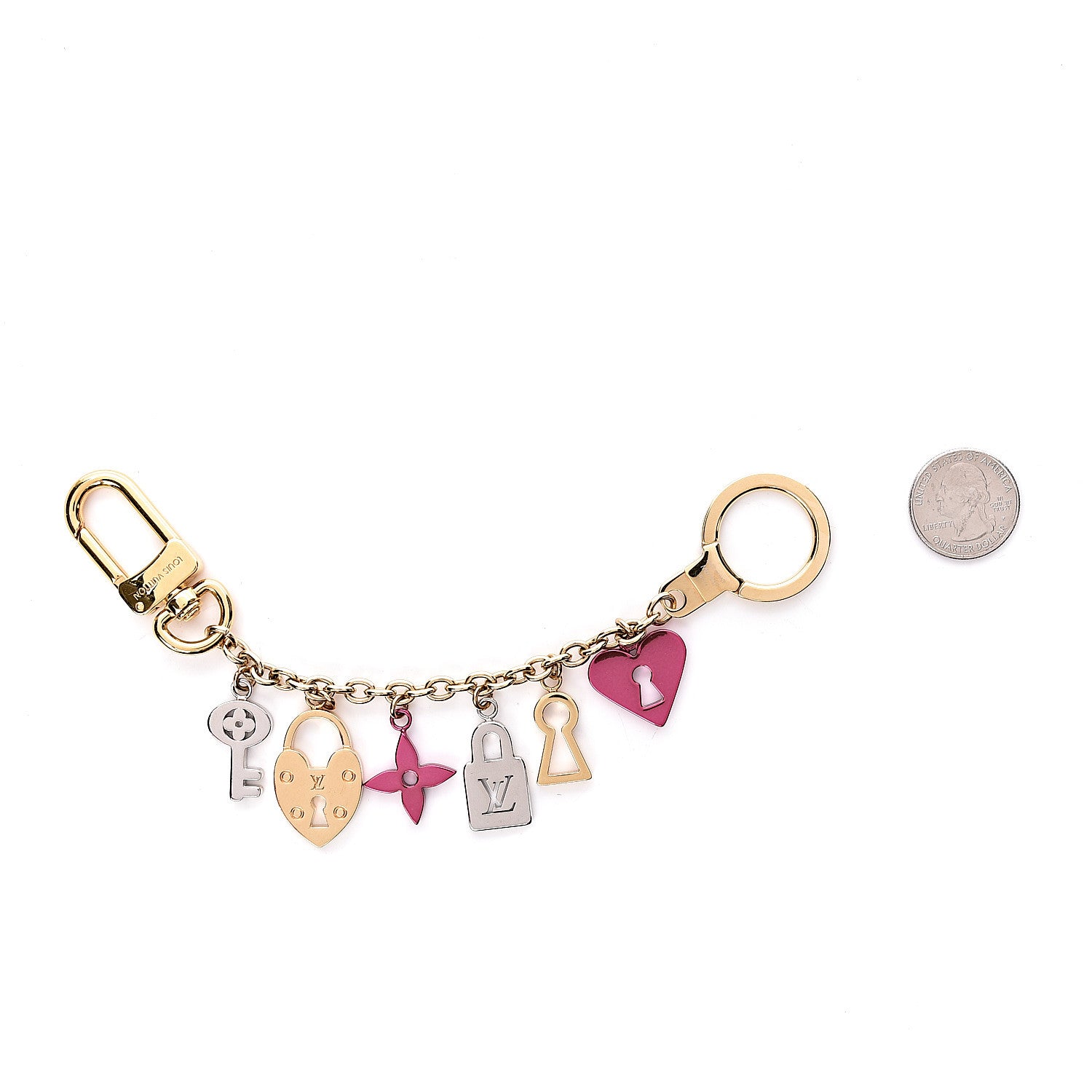 Louis Vuitton Love Lock Heart Key Chain Bag Charm 2 of 3