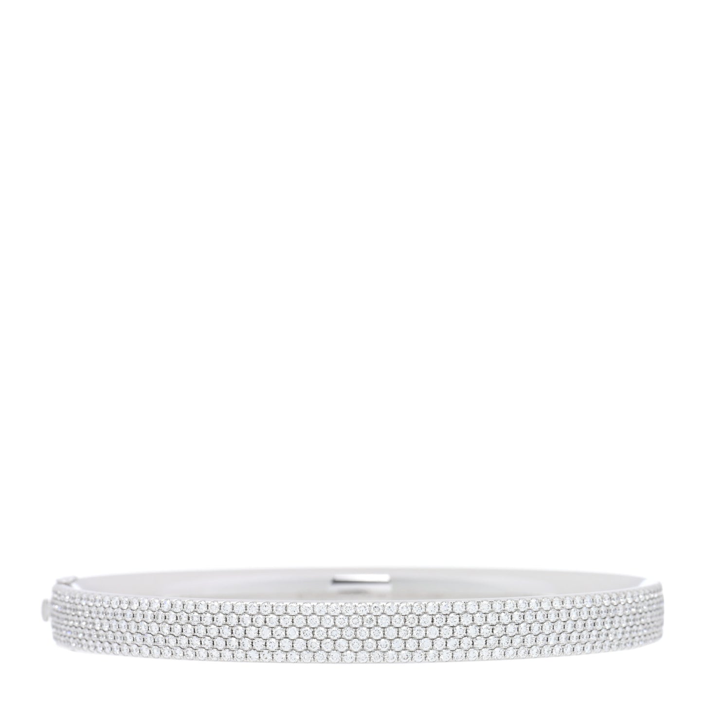 18K White Gold Diamond Metro Five-Row Hinged Bangle Bracelet