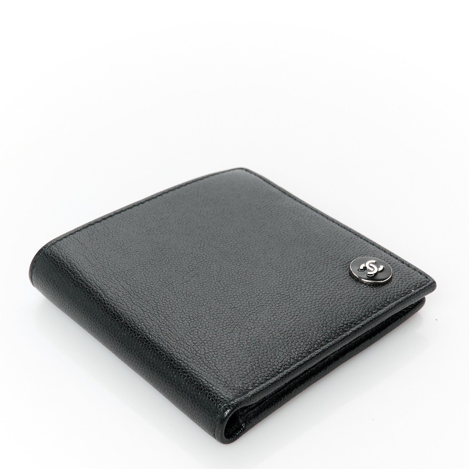 Chanel Caviar CC Button Bi-Fold Wallet Black 4 of 11
