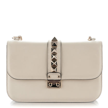 Valentino Garavani Vitello Medium Glam Lock Rockstud Flap Light Ivory 1 of 8