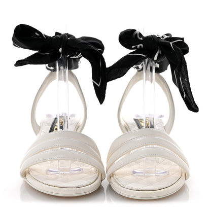 Chanel Lambskin Silk CC Wrap Ankle Sandals 38 White 3 of 10