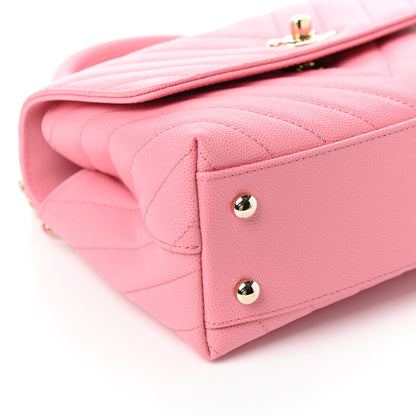 Chanel Caviar Chevron Quilted Mini Coco Handle Flap Pink 9 of 10