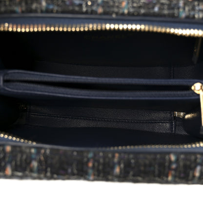 Chanel Tweed Snakeskin Quilted Medium CC Filigree Vanity Case Dark Navy 5 of 10