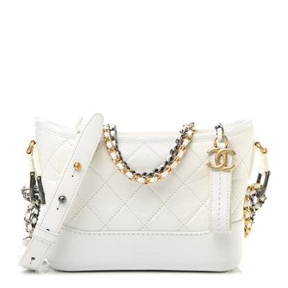 Chanel Aged Calfskin Quilted Small Gabrielle Hobo White 1 of 11
