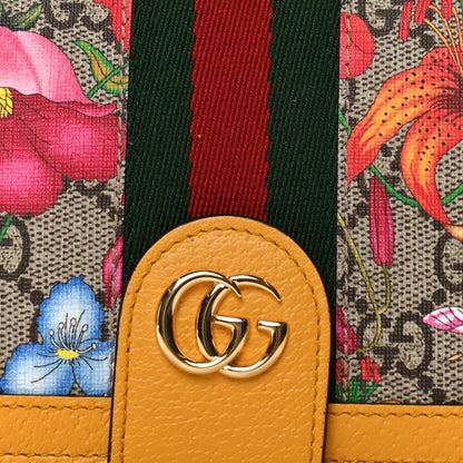 Gucci GG Supreme Monogram Flora Textured CalfskinWeb Ophidia Passport Case Beige Ebony Multicolor Crop 9 of 10