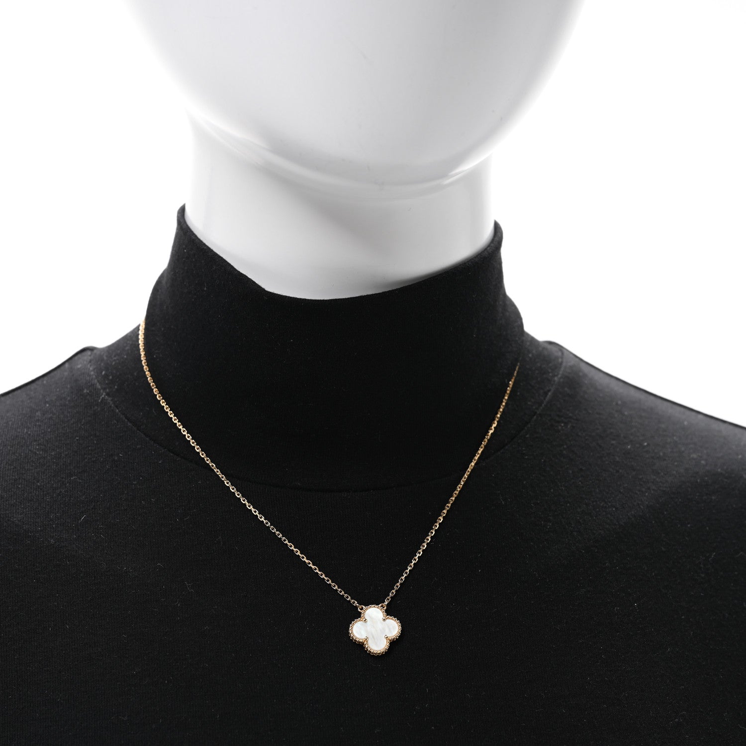 Van Cleef & Arpels 18K Yellow Gold Mother of Pearl Vintage Alhambra Pendant Necklace 2 of 5
