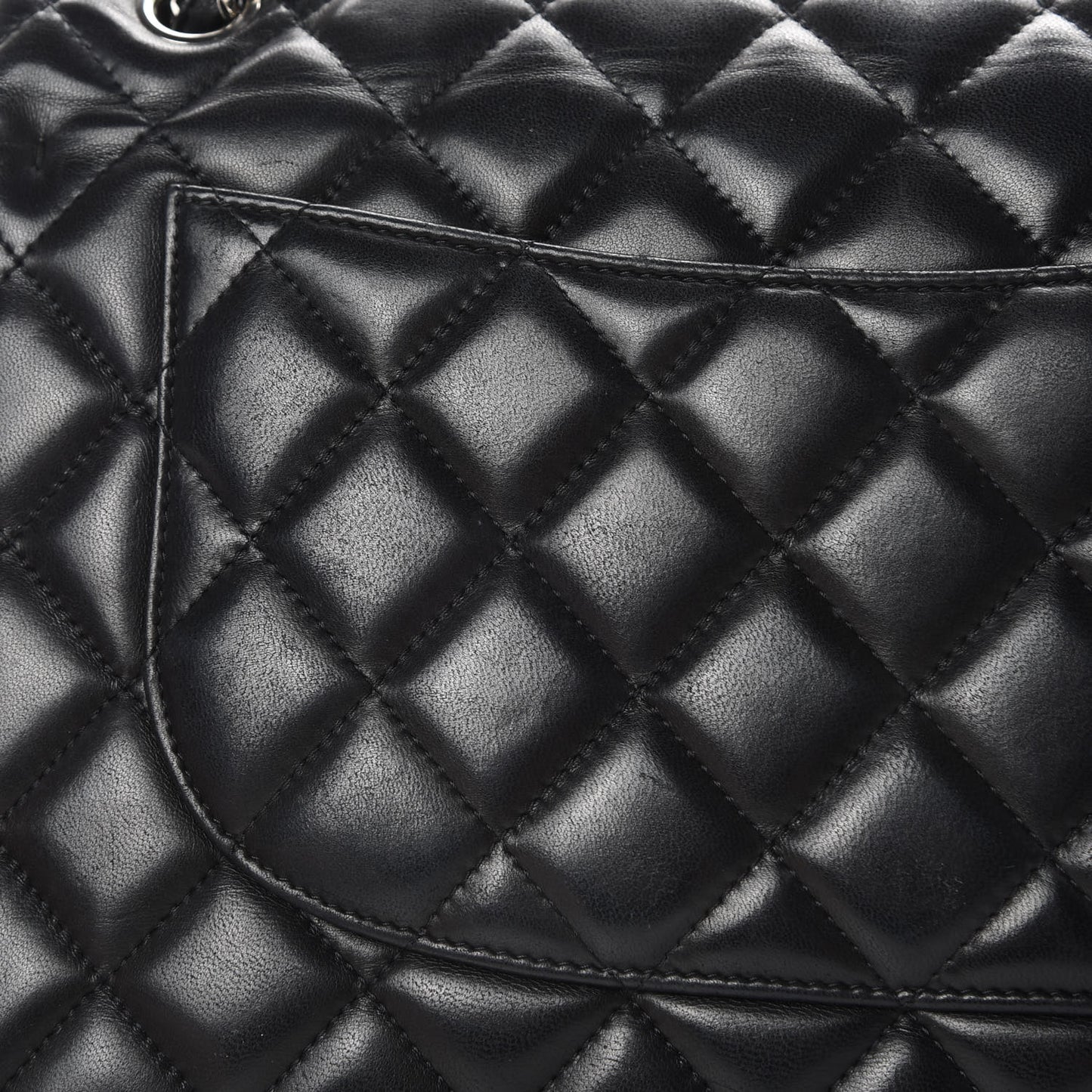 Lambskin Quilted Jumbo Double Flap Black