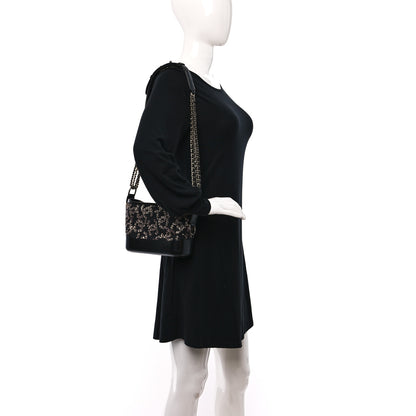 Chanel Sequin Calfskin Small Gabrielle Hobo Black Gold 3 of 9