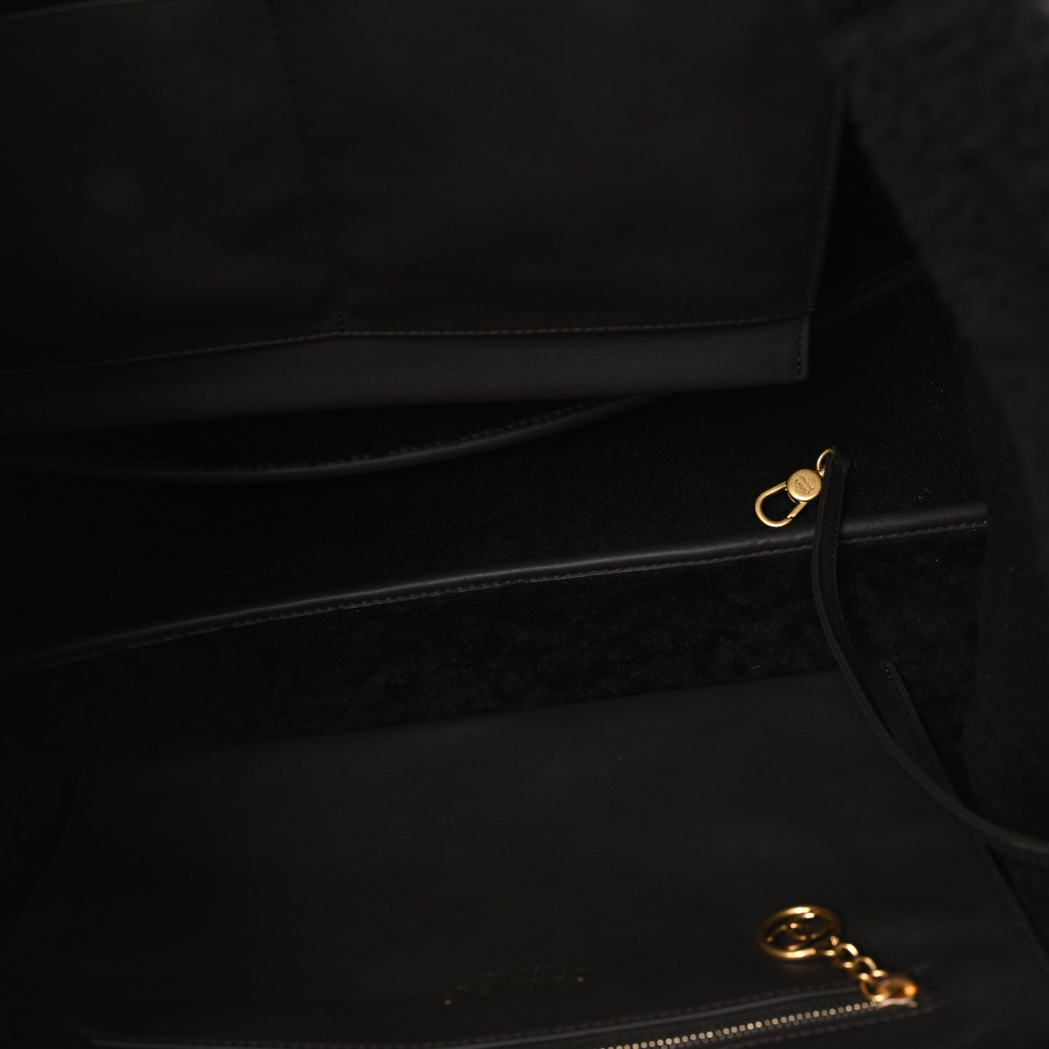 Chanel Lambskin Shearling Medium Deauville Tote Dark Brown 1817653