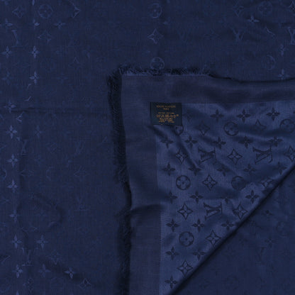 Louis Vuitton Silk Wool Monogram Shawl Night Blue 3 of 3
