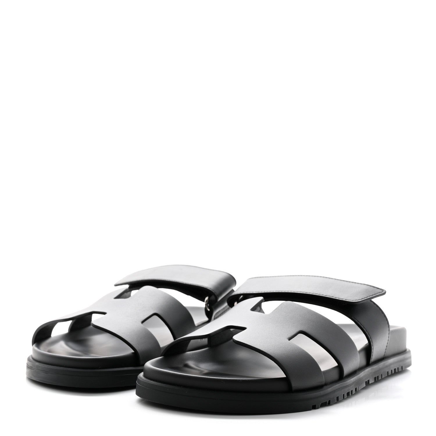 Hermes Calfskin Womens Chypre Sandals 38 Black 3 of 12