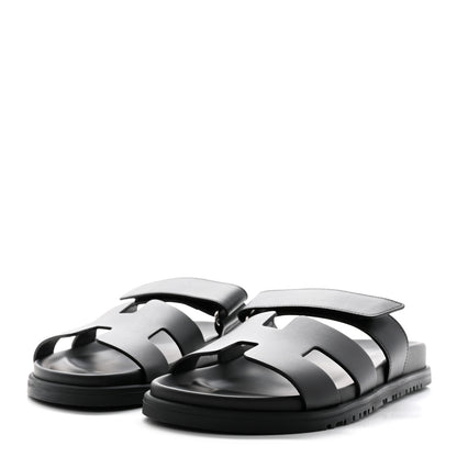 Hermes Calfskin Womens Chypre Sandals 38 Black 3 of 12
