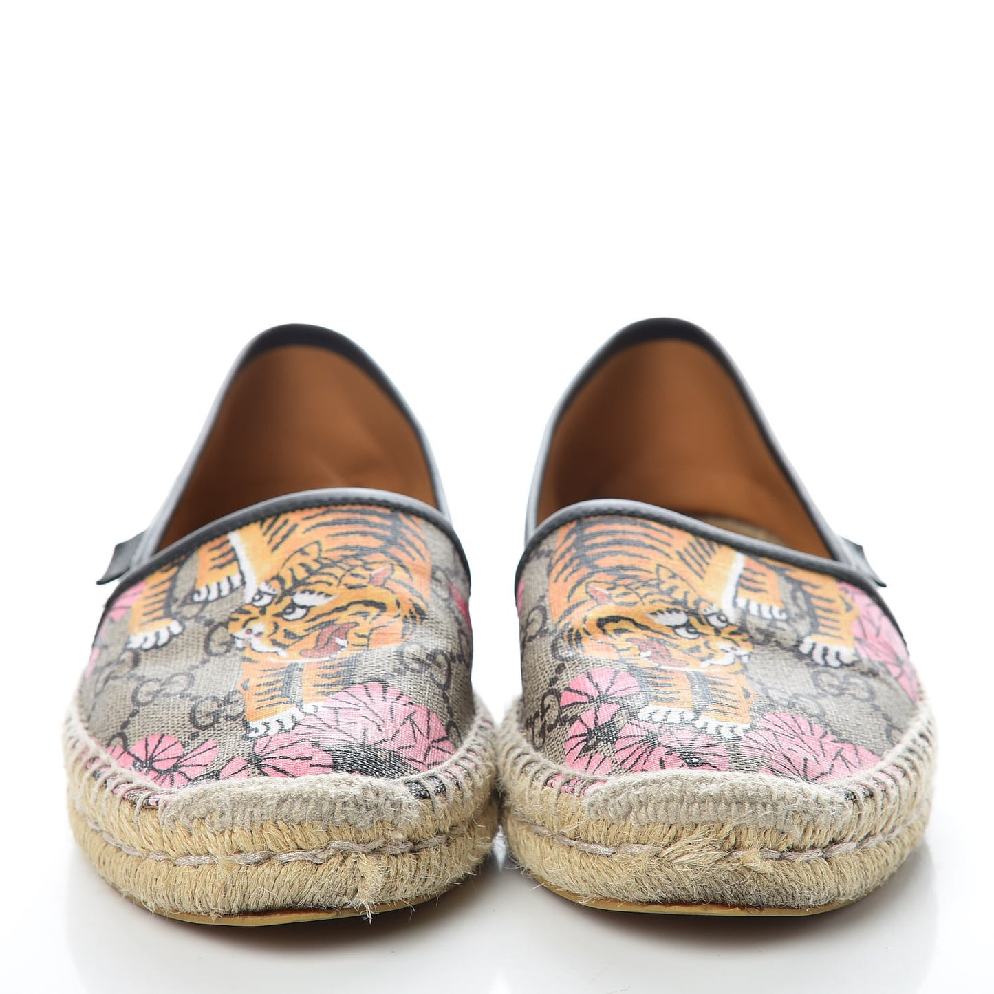 GG Supreme Monogram Bengal Espadrilles 38 Beige Pink