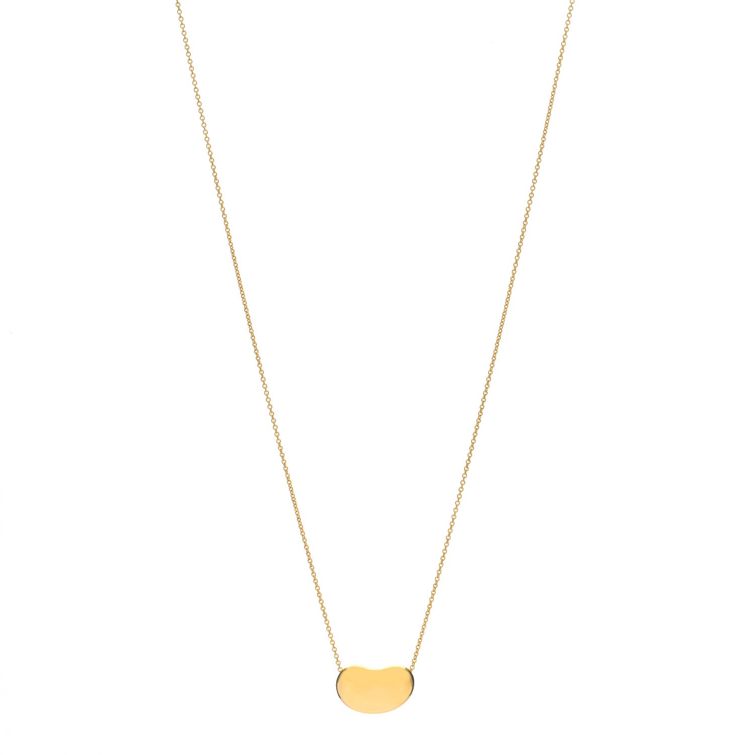 Tiffany 18K Yellow Gold 18mm Elsa Peretti Bean Pendant Necklace 1 of 5