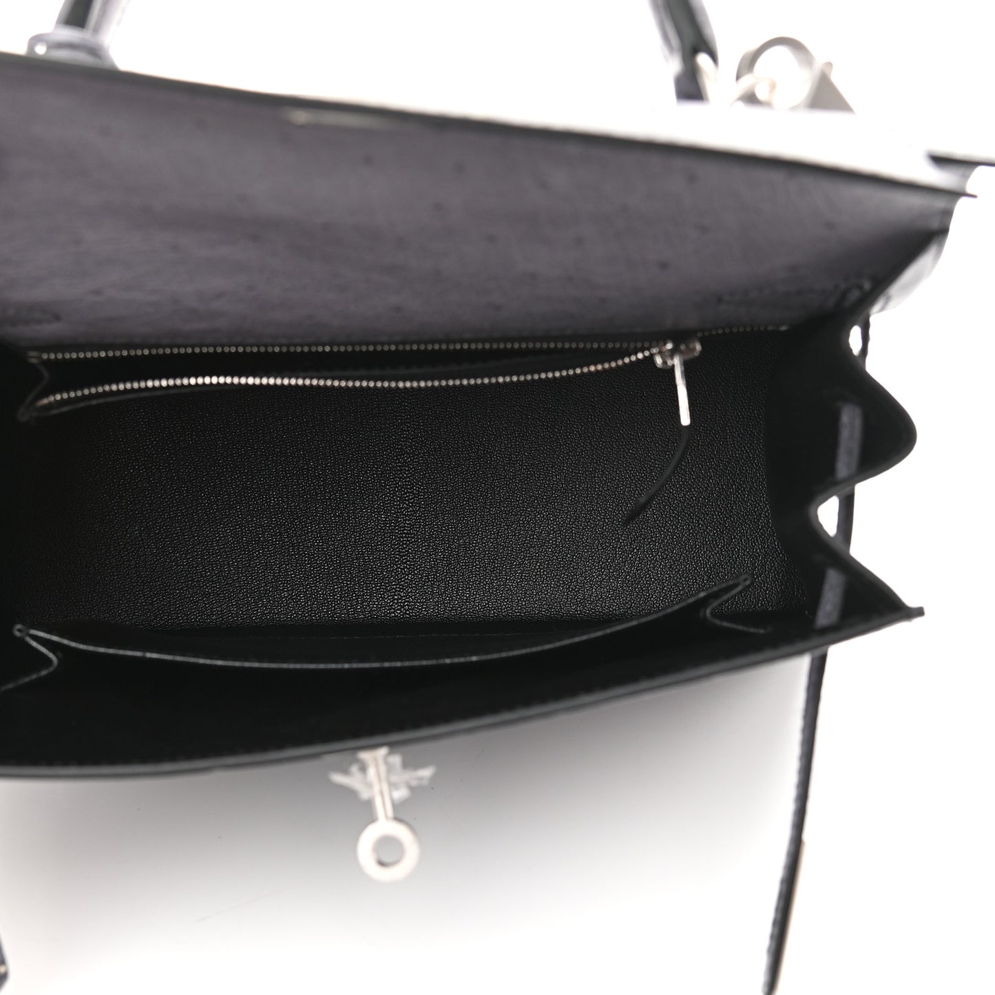 Ostrich Horseshoe Kelly Sellier 25 Gris Agate Black