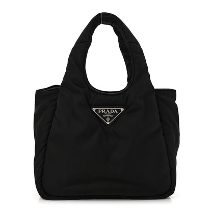 Prada Re-Nylon Soft Padded Small Double Handled Shoulder Bag Black 1 of 11