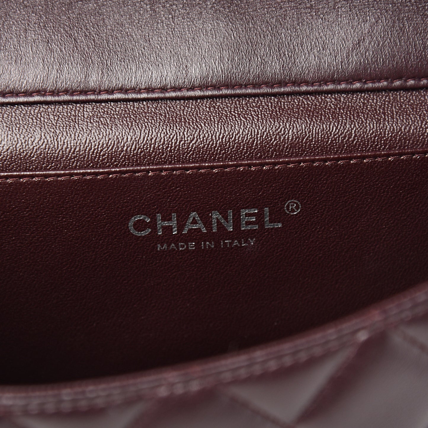 Lambskin Quilted Clutch With Chain Flap Burgundy