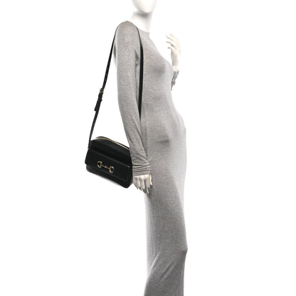 Gucci Textured Calfskin Small Horsebit 1955 Shoulder Bag Black 2 of 10
