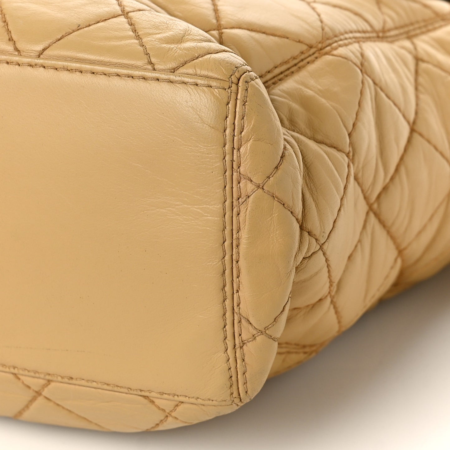 Lambskin CC Tortoise Handle Tote Beige