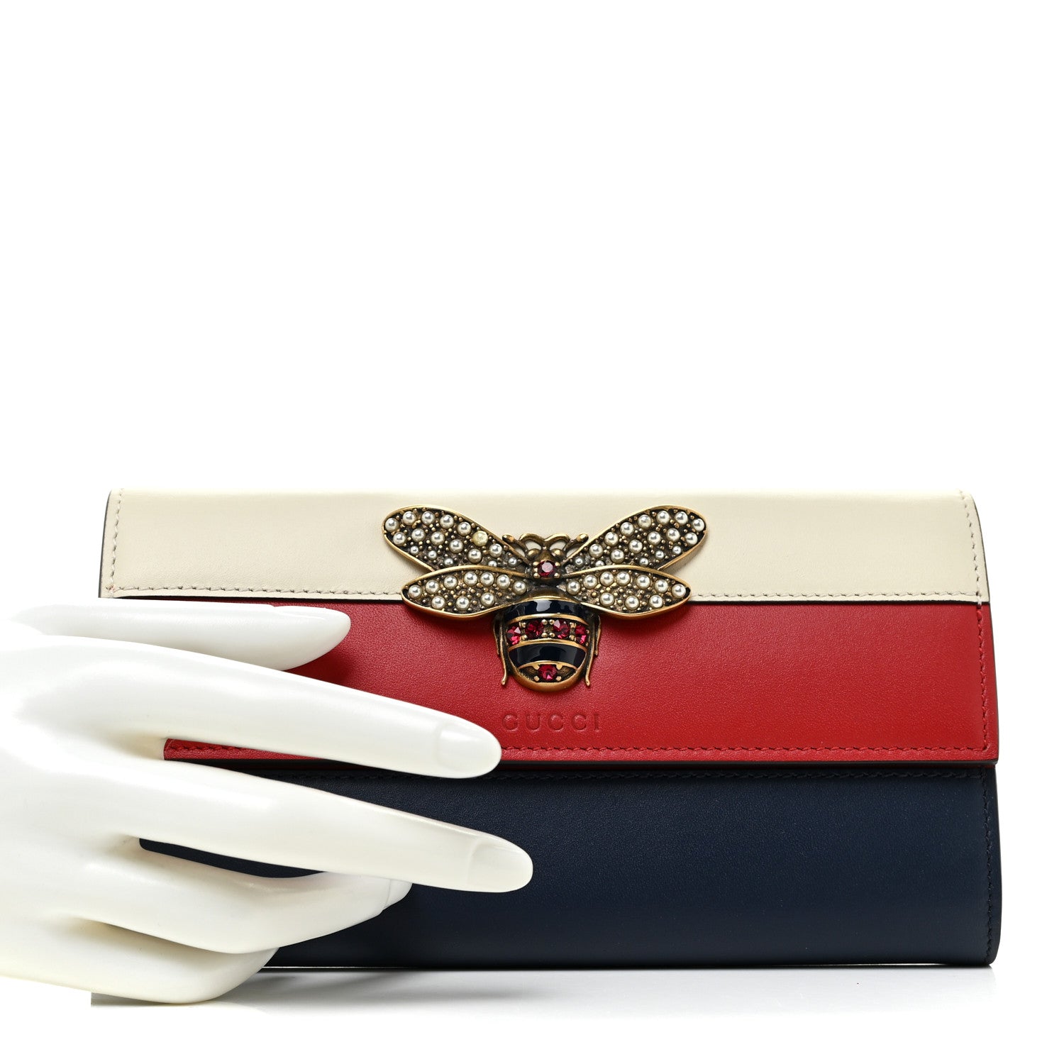 Gucci Calfskin Queen Margaret Flap Wallet Blue Agata Hibiscus Red Mystic White 2 of 12