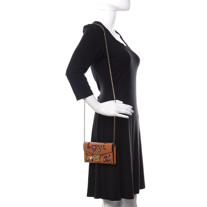 MCM Visetos Large Patricia Love Patch Wallet On Chain Cognac 2 of 9